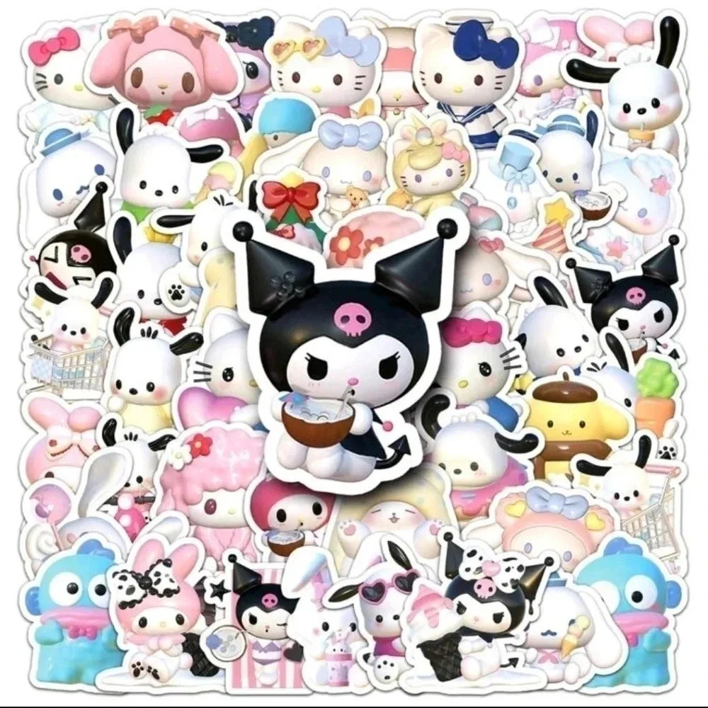 50 piece anime manga girls sticker set hello kitty vinyl decal decor home pink